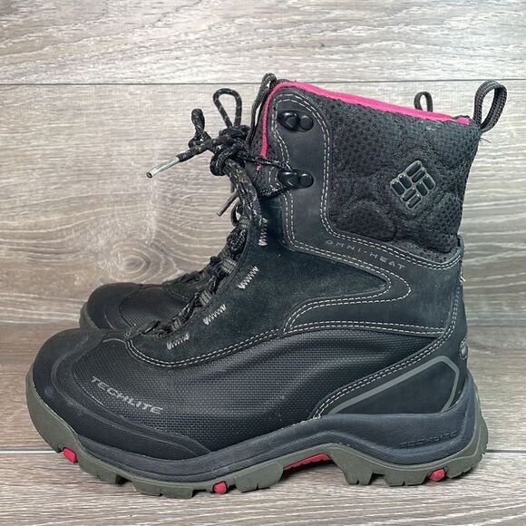 Columbia Bugaboot Techlite Women’s Sz 7 Black Pink Warm 200g Waterproof Boots - Picture 3 of 14